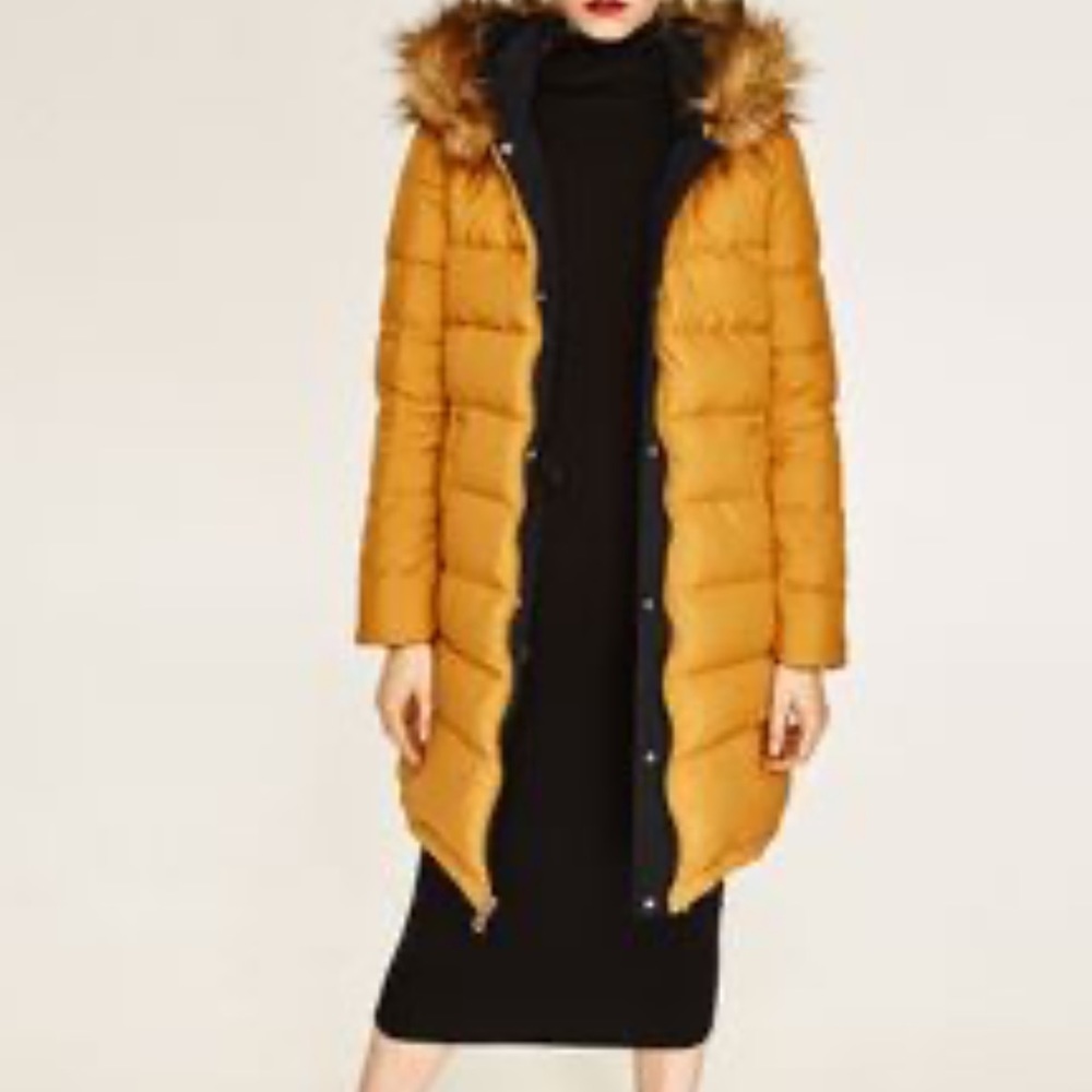 THREAD & SUPPLY mustard yellow and navy blue reversible hooded jacket